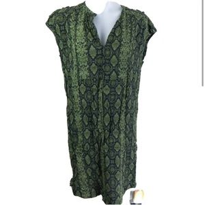 Anthropologie Rachel Tunic Dress Green Snake Print